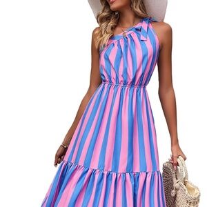 Pink and Blue Maxi Dress